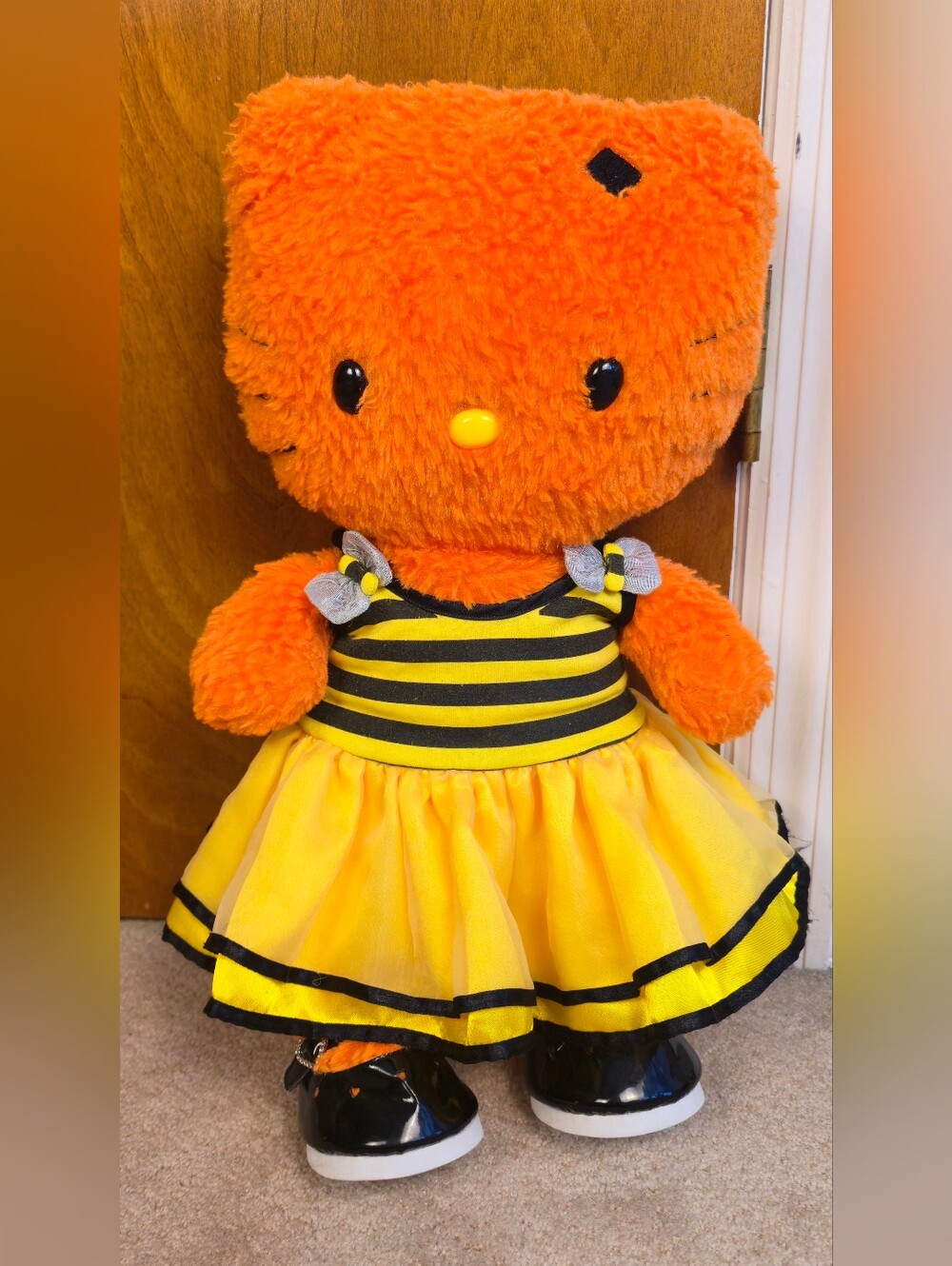 Hello Kitty Build A Bear Plush Orange Pumpkin Fall Autumn Stuffed Cat NO BOW